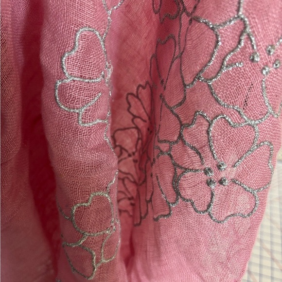 Whimsical sheer pink embroidered Barbie core fairy scarf - Picture 13 of 14